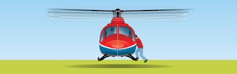Jika harus masuk atau keluar pada saat helikopter melakukan hover, lakukan dengan perlahan-lahan untuk menjaga keseimbangan helikopter