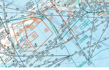 [Gambar 1] Jalur dan Lalulintas Penerbangan yang Sibuk terlihat pada Peta