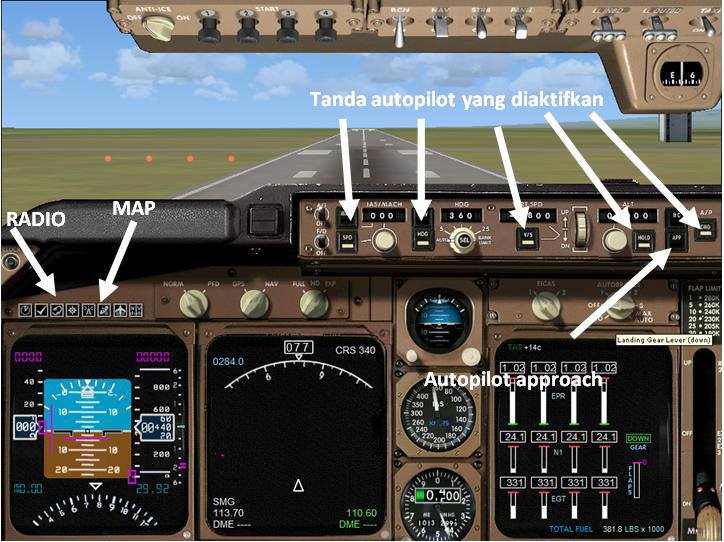 Gambar 2 Tampilan autopilot dan kendali pesawat